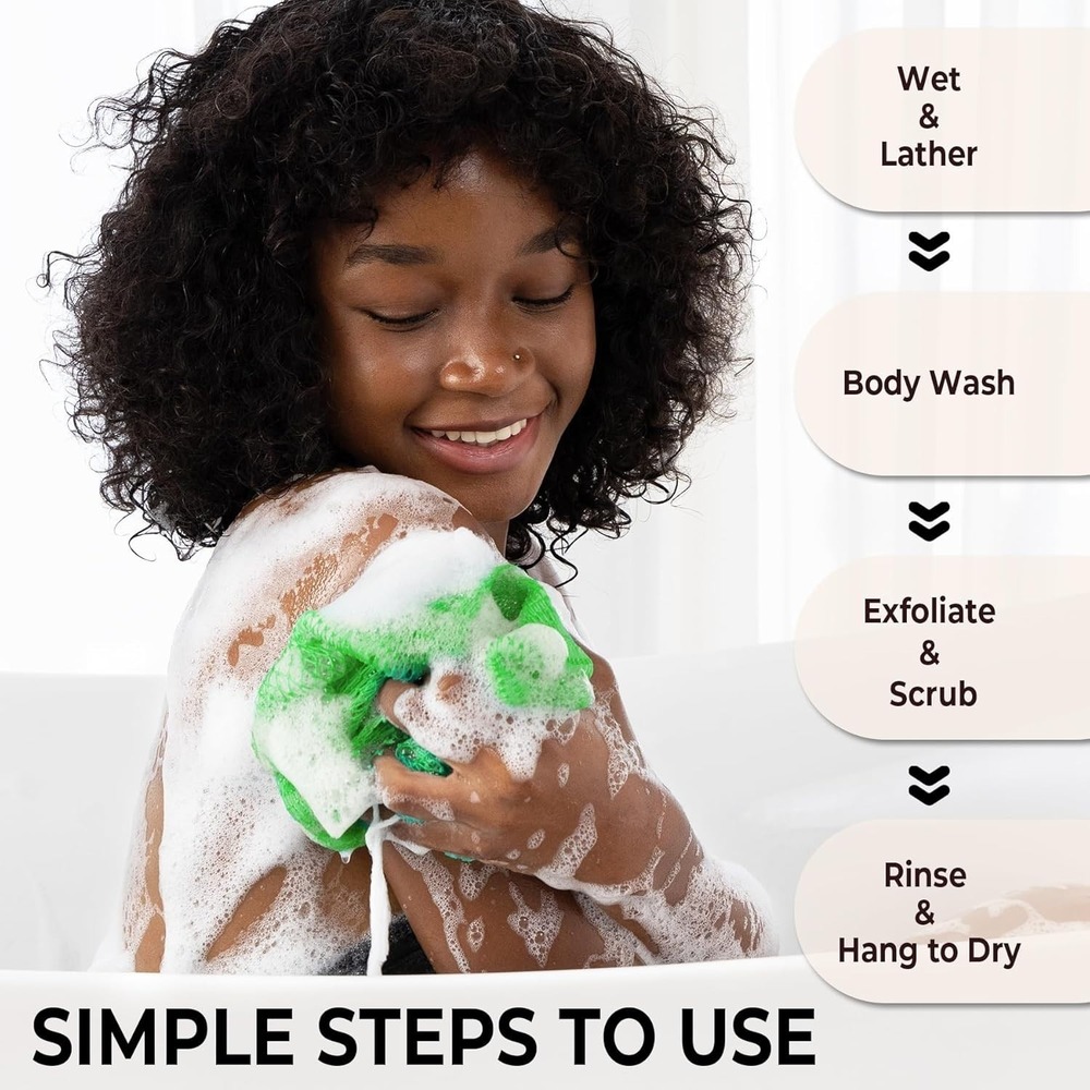 Authentic African Net Sponge 2 Pack Exfoliating Bath Scrubber 100% Nylon Mesh